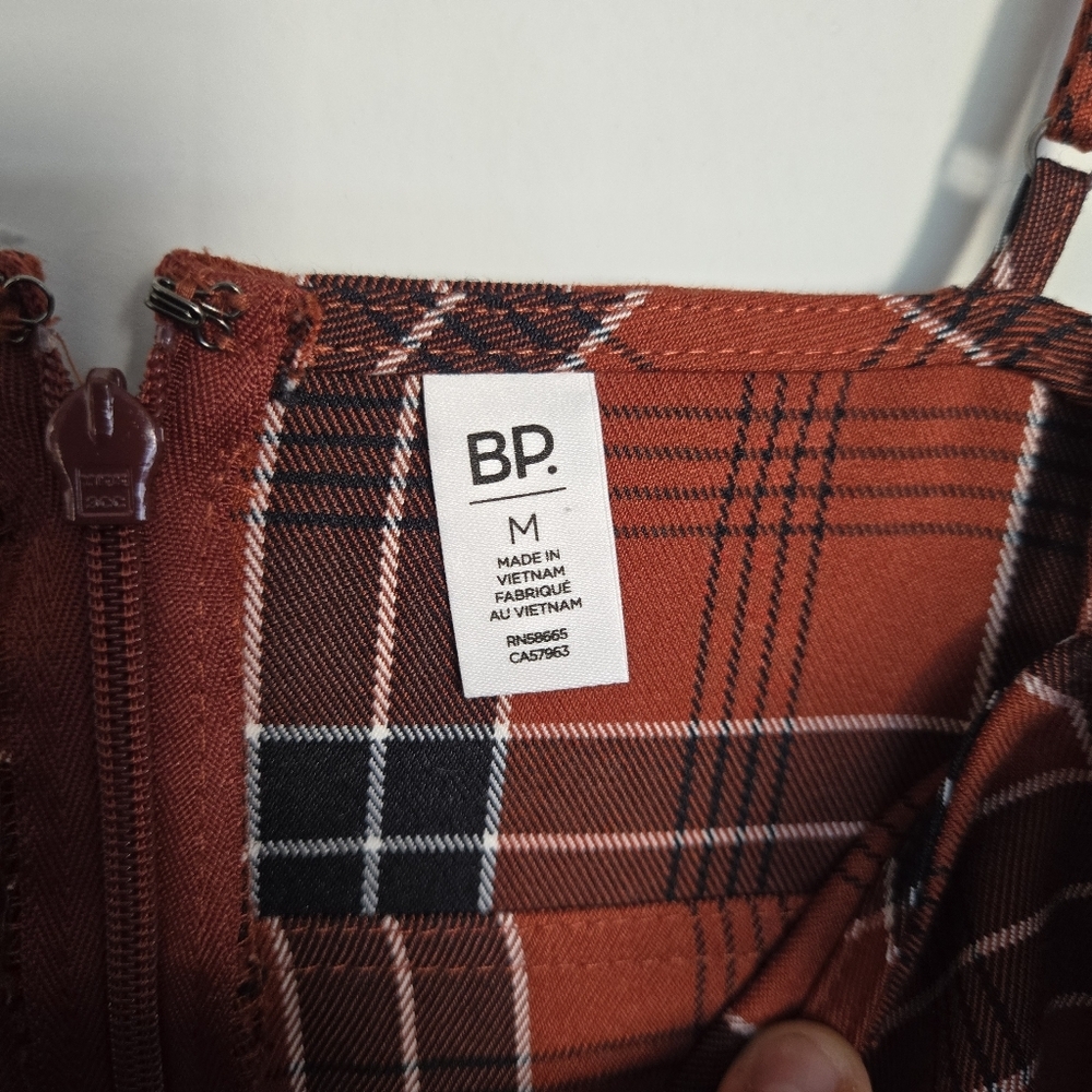 Nordstrom BP. Preppy Plaid Pleated Mini Dress In Rust Henna Billy Plaid Size M - Picture 6 of 12